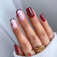 PRICES MAY VARY. 【24Pcs Christmas Nails】- You will get 24Pcs Christmas press on nails, 1 tube of nail glue, 1 sheet self ahesive jelly glue (24Pcs), 1 nail files, 1 pre pad and 1 wooden sticks. Various nail tools to meet all your needs in Christmas nail art decoration that is the ideal choice for festive nail art decors. 【Long-lasting False Nails】- Our red glitter french false nails are made from high quality ABS material,which is friendly environmental, safe and non-toxic and not easy to chip or break, which can cover your native nails very well, strong enough to last for 1-3weeks. Giving you a a safe and comfortable manicure experience. 【Christmas Elements】- All the square fake nail tips features Christmas symbols, like snowflakes, reindeer, Christmas tree, ball, and the traditional colo Nail Long, Festive Manicure, Ballet Nails, Christmas Nail Ideas, Nail Decor, Christmas Material, Fake Nail