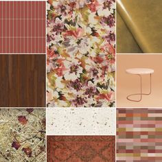 several different types of wallpapers and flooring in various colors, patterns and sizes