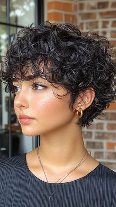 24 Curly Hairstyles for Round Faces: Your Path to Gorgeous Locks Curly And Short Hairstyles, Short Haircuts For Mixed Curly Hair, Short Curly Hairstyles Older Women, Chic Short Curly Hair, Perm On Pixie Hair, Pixie On Curly Hair, Curly Hairstyles Short Hair For Women, Short Short Curly Haircuts, Pixie Haircut For Round Faces Curly