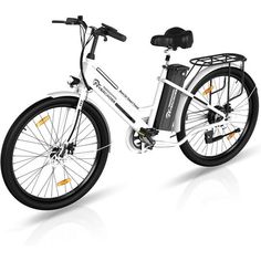 an electric bicycle is shown with the front wheel and seat folded up to the side