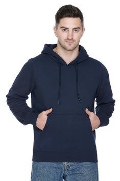 Men's Navy Pullover Hoodie Pill Resistant Pre Shrunk 3 Thread Fleece Fabric 80/20 Cotton/Polyester Kangaroo Pockets Tear Away Label Lycra Ribbed US 8.3 OZ CA 14 OZ EU 280 GSM Fleece Hoodie With Adjustable Hood, Fleece Hoodie With Kangaroo Pocket, Fleece Hoodie With Double-lined Hood, Fleece Hoodie With Drawstring Hood, Winter Hoodie With Drawstring Hood, Fleece Sweatshirt With Adjustable Hood, Solid Color Hoodie With Drawstring Hood, Fleece Hoodie Sweater With Double-lined Hood, Winter Hoodie With Kangaroo Pocket