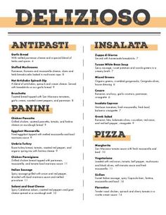 a menu for an italian restaurant