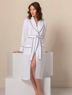 Robes For Women, Trim Styles, Leather Lingerie, Sleepwear Sets, Womens Robes, Sleepwear Women, Shawl Collar, Piping, Waffles