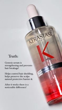 Heres the truth about Genesis: its a strengthening serum that aims to prevent breakage for weakened hair! It helps control haie shedding ans soothes the scalp. Kerastase Genesis Serum, Anti Breakage Hair Products, Product Reveal, Hair Serums, Best Hair Serum, Korean Skin Care Secrets, Haircut For Face Shape, Anti Hair Fall