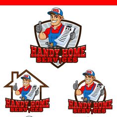 three logos for handy home services