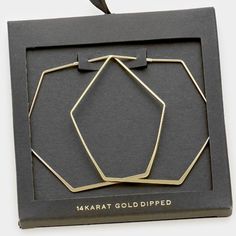 Geometric 14 Karat Gold Dipped Hexagon Shaped Hoop Fashion Jewelry Earrings Size: 2.5" X 2.25" G 10143 E Gold Dipped, Fashion Jewelry Earrings, Hexagon Shape, Earrings Color, Jewelry Gold, Gold Yellow, Gold Jewelry, 14k Gold, Hoop Earrings