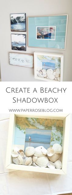 the beachy shadow box is an easy diy project to make it look like they are