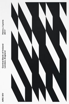 an abstract black and white poster with diagonal lines