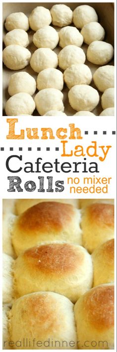 lunch lady catereria rolls no mixer needed with text overlay that reads lunch lady catereria rolls no mixer needed