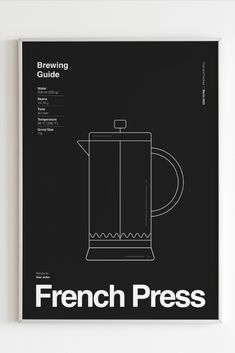 a book with an image of a coffee pot on it's cover and the title, brewing guide for french press