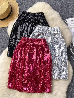 Sparkling Sequin Mini Skirt for Party Wear Black Sequined Mini Skirt For Party Season, Sequin Skirt For Party Season, Glamorous Winter Party Skirt, Black Sequined Mini Skirt For Party, Glamorous Black Holiday Skirt, Glamorous Black Skirt For The Holidays, Winter Sequin Skirt For Night Out, Winter Sequined Mini Skirt, Winter Mini Skirt With Sequins