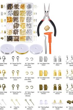 the complete kit for making jewelry with scissors, beads and other items to make it look like