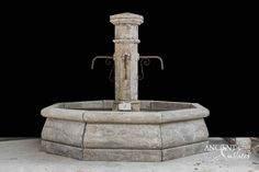 an old water fountain is shown in front of a black background