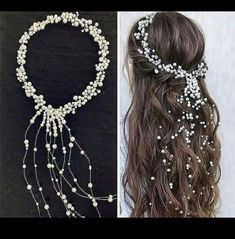 two pictures of hair accessories with pearls on them