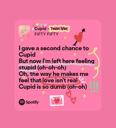 a pink background with the words cupid and two hearts in different languages on it