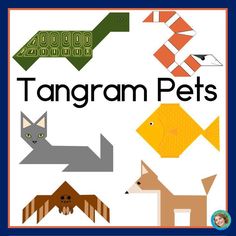 an animal themed poster with the words tangram pets