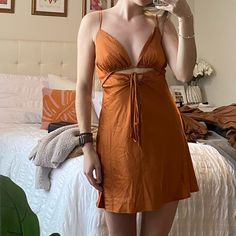 New With Tags. Size Aus 8, Fits Like A Us Small. Completely Adjustable. Has A Side Zipper And Tie In Front That Can Be Adjusted. Burnt Orange Color. Burnt Orange Color, Burnt Orange, Color Orange, Side Zipper, Orange Color, Colorful Dresses, Mini Dress, Womens Dresses, Zipper