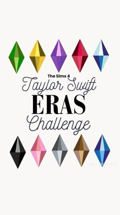 the logo for taylor swift's eras challenge, with colorful diamonds and text that reads