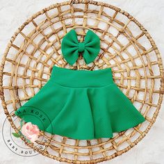 Adorable handmade baby girl green skirt with a matching hair bow.  Green skirt with shorts attached.  Green skirted bummies.  Hair bow comes on a nylon headband. Newborn - 5-8lbs 0-3 months - up to 9lbs 3-6 months - up to 12.5lbs 6-9 months - up to 16.5lbs 9-12 months - up to 20.5lbs 12-18 months - up to 24.5lbs 18-24 months - up to 27.5lbs 24 months - up to 30lbs Click to view more items available: www.etsy.com/shop/emmarosebabyboutique *Fabric placement may vary slightly from the product sampl Green Fitted Skirted Shorts, Green Skirted Skort For Summer, Green Fitted Sets For Playtime, Green Playful Sets For Spring, Playful Green Sets For Spring, Playful Green Skirt For Spring, Green Ruffled Skort For Spring, Spring Green Skort With Ruffles, Green Skirted Dress With Lined Skirt