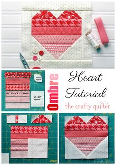 the heart quilt pattern is shown with instructions to make it