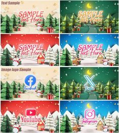 the animated christmas scenes are shown in different styles