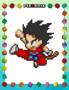 an image of a pixel art style character in the middle of a frame with flowers around it