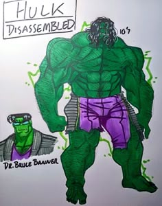 a drawing of the incredible hulk with his name on it