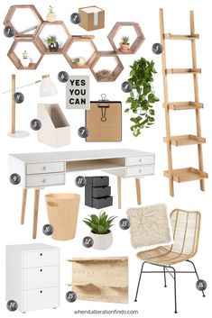 a collage of furniture and decor items with text overlay that says, yes we can