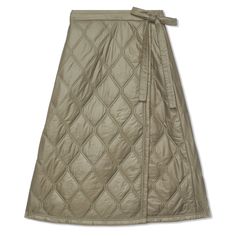 This Brown Shiny Quilt Midi Skirt is made from recycled nylon. The skirt is designed for a regular fit with a wrap silhouette and features an adjustable waist tie. SKU: F8578-019 Quilted Skirt, Kid Lifestyle, Sweater Pants, Tee Dress, Swimwear Accessories, Wrap Skirt, Fashion Tees, Waist Tie, Sneaker Boots