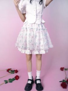 Pre-order item, 1 month delivery time
 Material: 100% Polyester
 Model: 158cm/40kg Wearing size S




 Length
 Waist Circumference


 S
 48cm
 60-70cm


 M
 50cm
 64-78cm Cute Fitted Mini Skirt, Cute Fitted Tiered Skirt, Flared Ruffled Skirt For Garden Party, Mini Ruffled Skirt For Garden Party, Flared Ruffle Skirt For Garden Party, Ruffled Flared Skirt For Garden Party, White Feminine Skirt For Garden Party, Feminine White Skirt For Garden Party, Fitted Mini Skirt For Garden Party