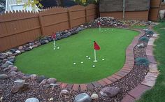 Idea for Isaac's Backyard Putting Green Backyard Golf, Green Backyard, Large Backyard Landscaping, Large Backyard, Landscape Services, Side Yard, Dream Backyard