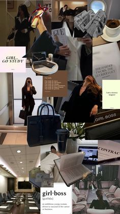 a collage of photos with women in business attire