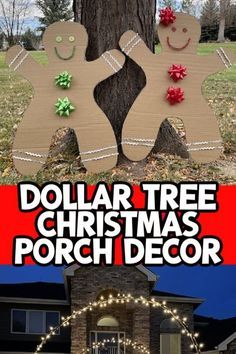 Diy Outdoor Christmas Decorations Yard Dollar Tree Diy, Diy Dollar Tree Christmas Decorations For Outside, Dollar Tree Porch Decor Ideas Christmas, Diy Door Christmas Decorations, Diy Christmas Decor For Porch, Christmas Diy Door Decorations, Outside Christmas Decorations Ideas Yard, Easy Diy Christmas Outdoor Decor, Grinch Christmas Porch Decor