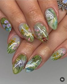 Glossy French Tip, Nails Ocean, Cartoon Nails, Spring Cottage, Gel Overlay, Painted Nail Art