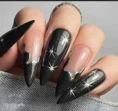 Nails Silver Chrome, Celestial Goth, Black Chrome Nails, French Gothic, Nails Silver, Silver Chrome