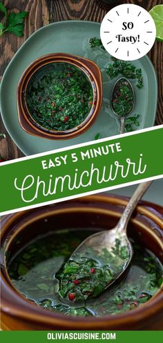 the recipe for easy 5 minute spinach gravy is ready to be eaten