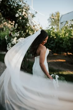 a woman in a wedding dress and veil