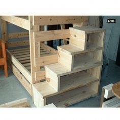 wooden stairs made out of plywood boards