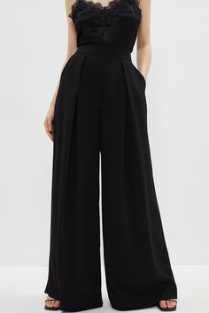 Style: Wide Leg TrousersDesign: PlainFabric: LuvitoLength: Regular Wide Leg Black Pants, Flowy Trousers, Black Wide Leg Trousers, Black Wide Leg Pants, Full Circle, Wide Leg Trousers, Quick Delivery, Black Pants, Wide Leg