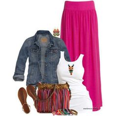 Love it!!! Teens Movies, Jean Shirt, Mint Dress, Rock Outfit, Clothes Casual, Pink Maxi, Skirt White, School Parties