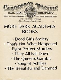 an old book with some type of poem on it's cover and the words more dark academy books