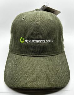 Aparments.com Cap Hat Adult Adjustable Green Corduroy Polyester Soandex  | eBay Green Corduroy, Brands Outlet, Caps Hats, Accessories Hats, Adjustable Straps, Comfort Fit, Shoe Accessories, Mens Accessories, Things To Sell