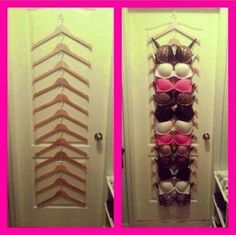 Nifty idea to hang bras Diy Bra Organization, Diy Kast, Bra Organization, Closet Diy, No Closet Solutions, Smart Tiles, Organize My Life, Astuces Diy, Kraf Diy