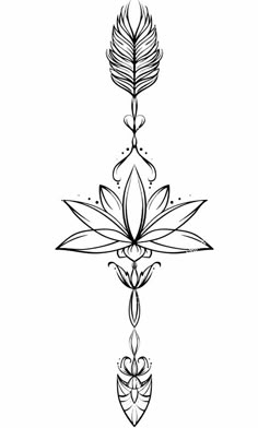 a cross with flowers and leaves on it in black and white, drawn by hand