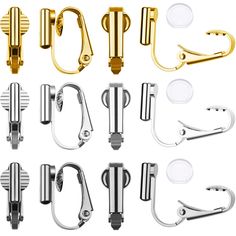 PRICES MAY VARY. What you get: you will receive 30 pieces earring converters in gold, silver and steel color, each color has 10 pieces, also includes 30 pieces comfort earring pads, sufficient quantity to meet your different demands Sturdy material: clip-on earring converters are made of nickle free brass, plated with silver or gold on surface, not allergy or fade easily, durable and lightweight, long time to use Clip on design: each clip-on earring converter has a ear stopper, it is easy and co Wedding Jewellry, Earrings Amazon, Ear Pins, Gold Clips, Keepsake Jewelry, Fashion Jewelry Earrings, Earring Findings, Pierced Ears, Hook Earrings