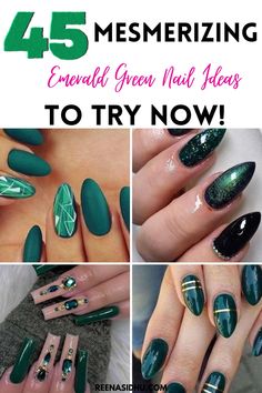 Indulge in the allure of luxury with Pinterest's mesmerizing emerald green nail ideas! Explore captivating designs that exude elegance and sophistication. Discover these mesmerizing emerald green nail inspirations, perfect for adding a touch of opulence to your style this season Emerald Ombre Nails, Emerald Green Nail Ideas, Green Nail Ideas