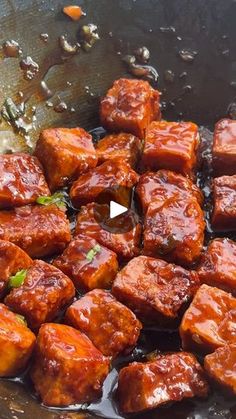 the food is cooked and ready to be eaten in the wok on the stove