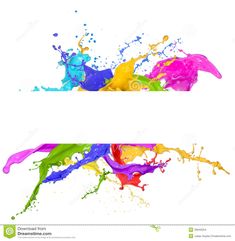 colorful paint splashs on white background