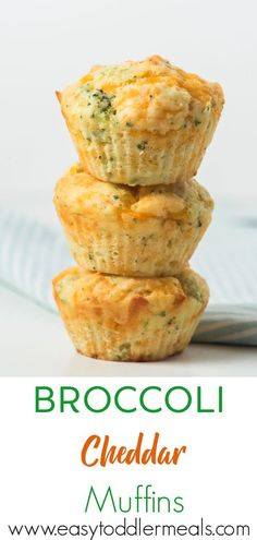 broccoli cheddar muffins stacked on top of each other