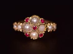 Victorian Split Pearl and Ruby Engagement Ring 9k Gold Size N Full Hallmarks Circa 1880s Victorian Rings Engagement, Victorian Engagement Ring, Pearl Engagement Ring Vintage, Victorian Rings Vintage, Victorian Wedding Ring, Antique Rings Victorian, Georgian Ring, Victorian Engagement Rings, Pearl Engagement Ring